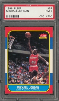 1986/87 Fleer #57 Michael Jordan Rookie Card – PSA NM 7